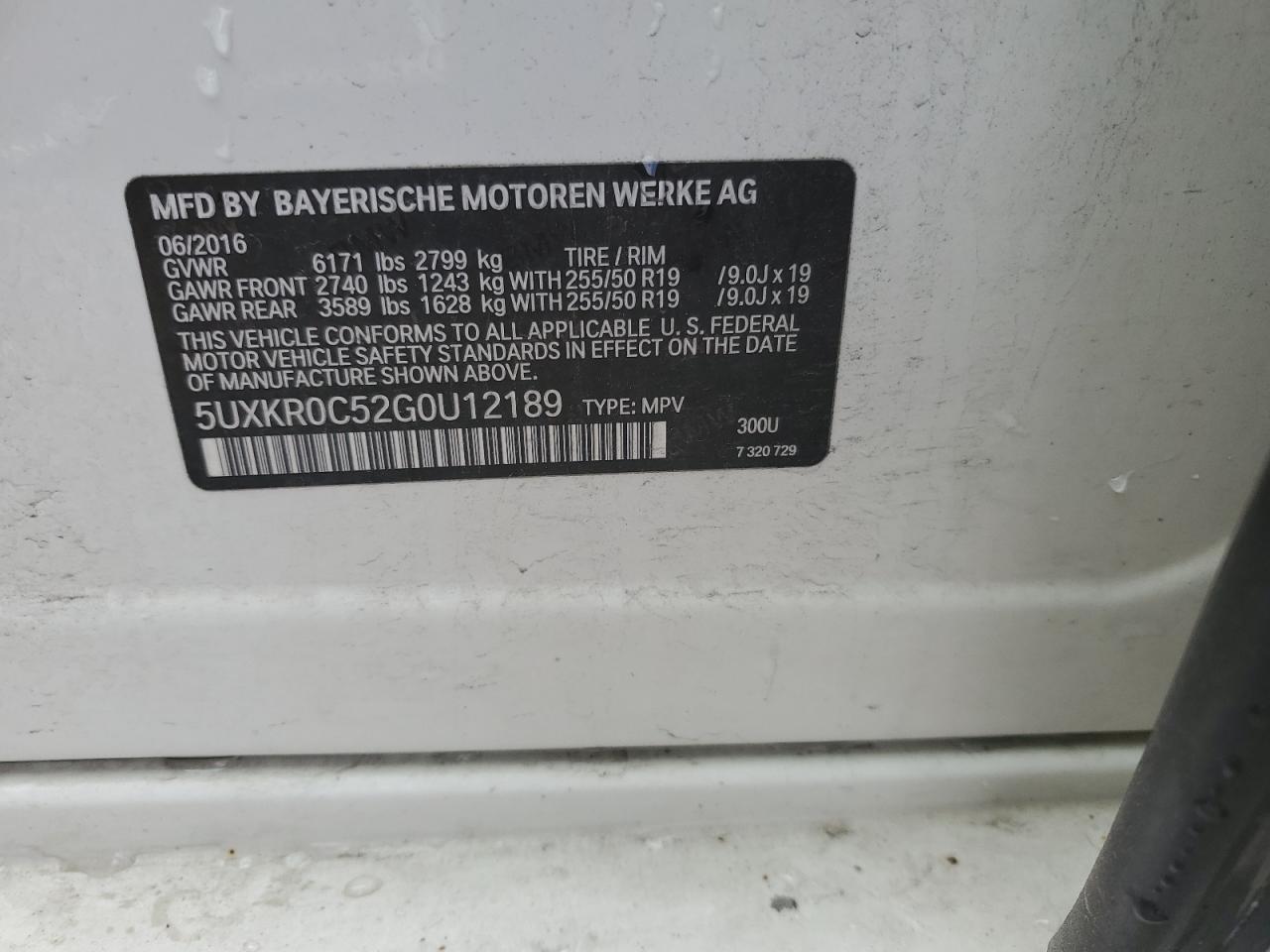 2016 BMW X5 xDrive35I VIN: 5UXKR0C52G0U12189 Lot: 61978945