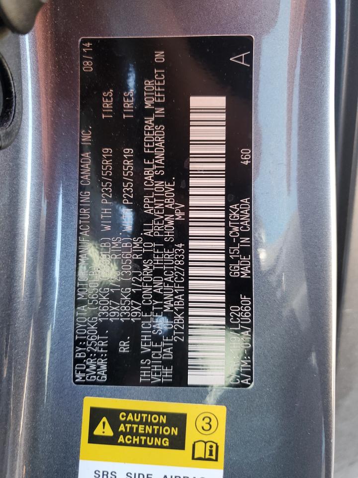 LEXUS RX350 2015 VIN 2T2BK1BA1FC278334 zdjęcie 12