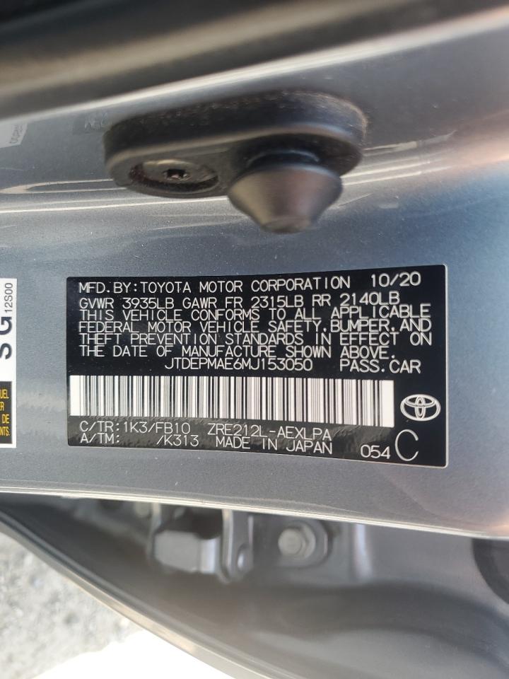 2021 Toyota Corolla Le VIN: JTDEPMAE6MJ153050 Lot: 62791755