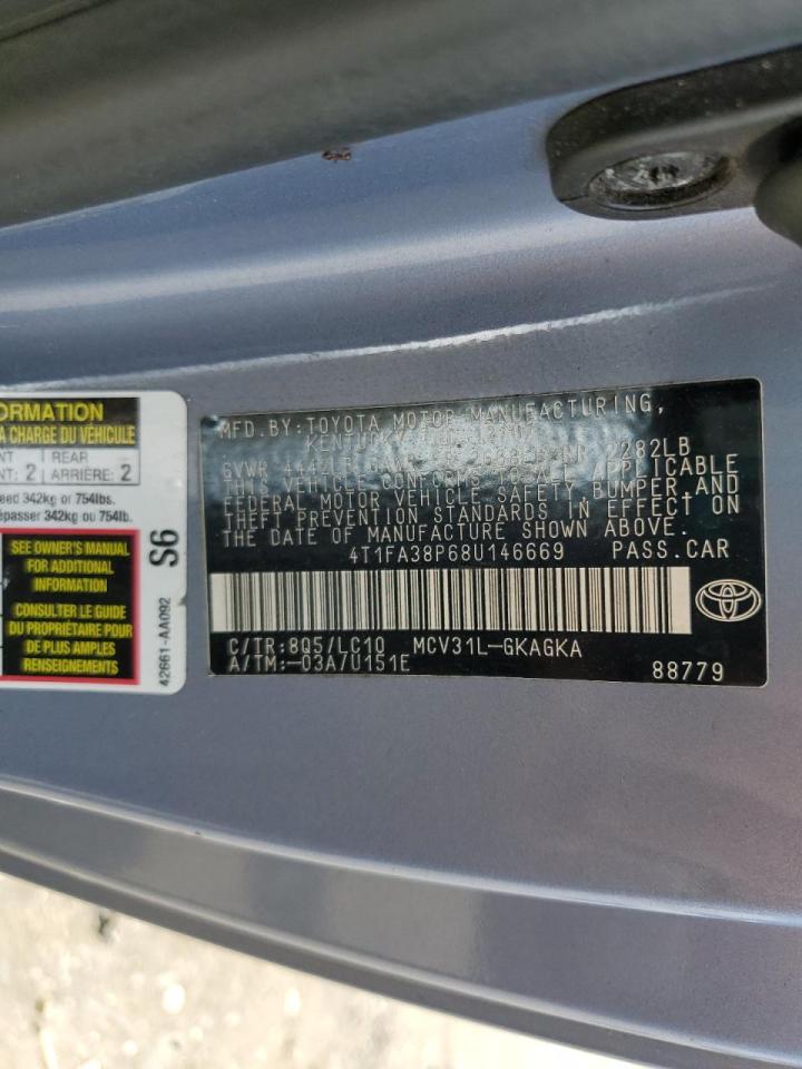 2008 Toyota Camry Solara Se VIN: 4T1FA38P68U146669 Lot: 62824295