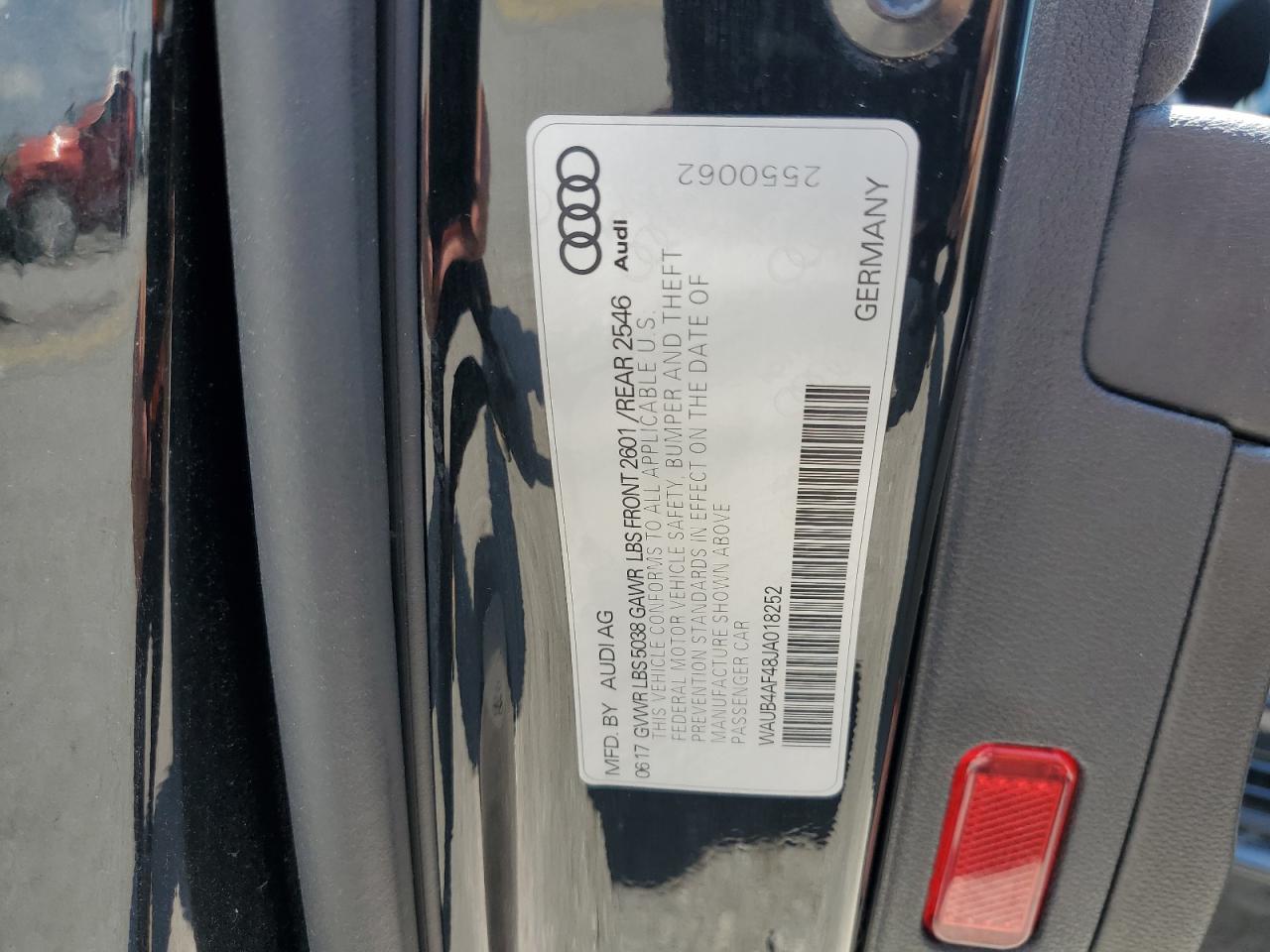 2018 Audi S4 Premium Plus VIN: WAUB4AF48JA018252 Lot: 61459655