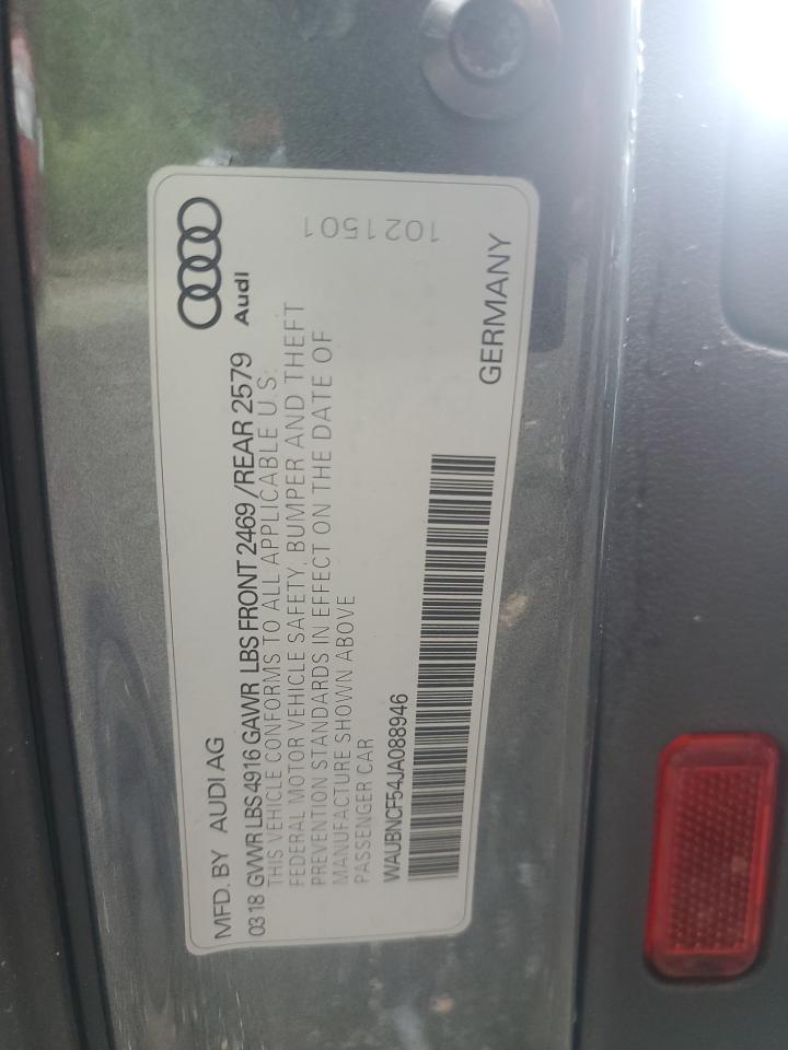 2018 Audi A5 Premium Plus VIN: WAUBNCF54JA088946 Lot: 62115445