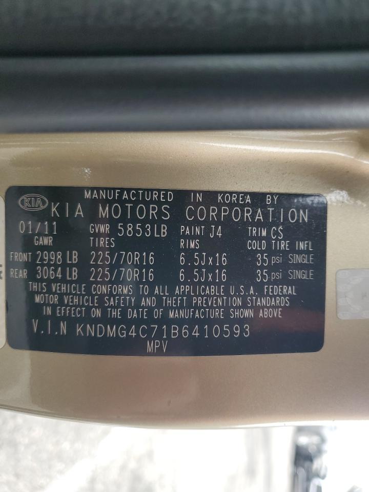 2011 Kia Sedona Lx VIN: KNDMG4C71B6410593 Lot: 59696615