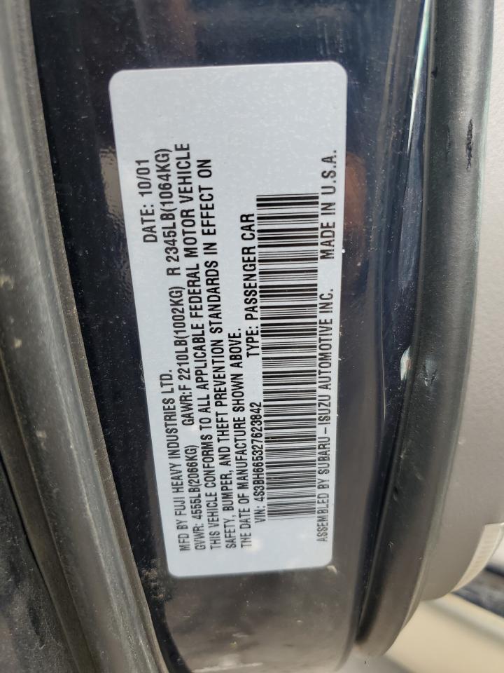 2002 Subaru Legacy Outback VIN: 4S3BH665327623842 Lot: 60168375
