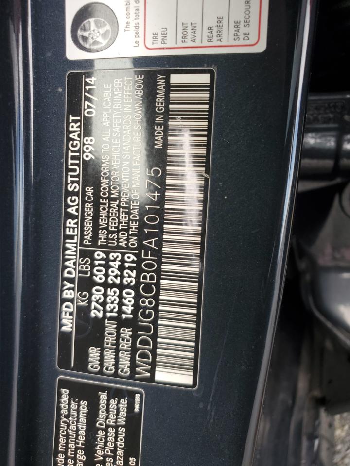 2015 Mercedes-Benz S 550 VIN: WDDUG8CB0FA101475 Lot: 60851735