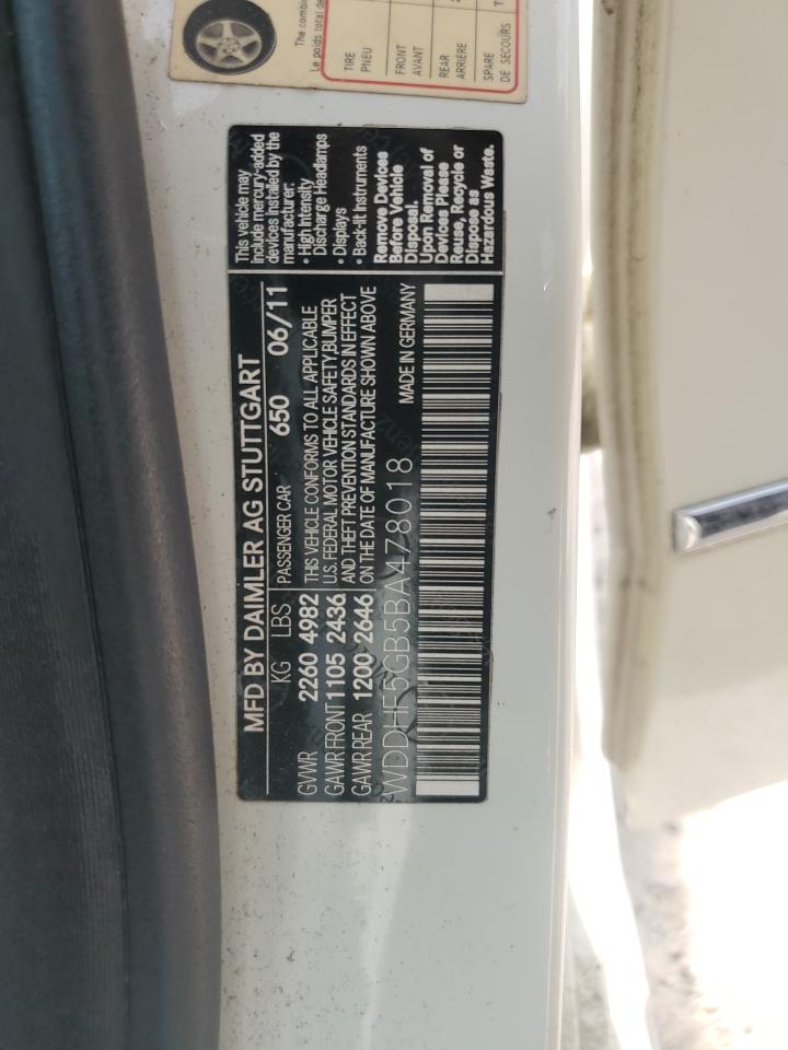 2011 Mercedes-Benz E 350 VIN: WDDHF5GB5BA478018 Lot: 60741615