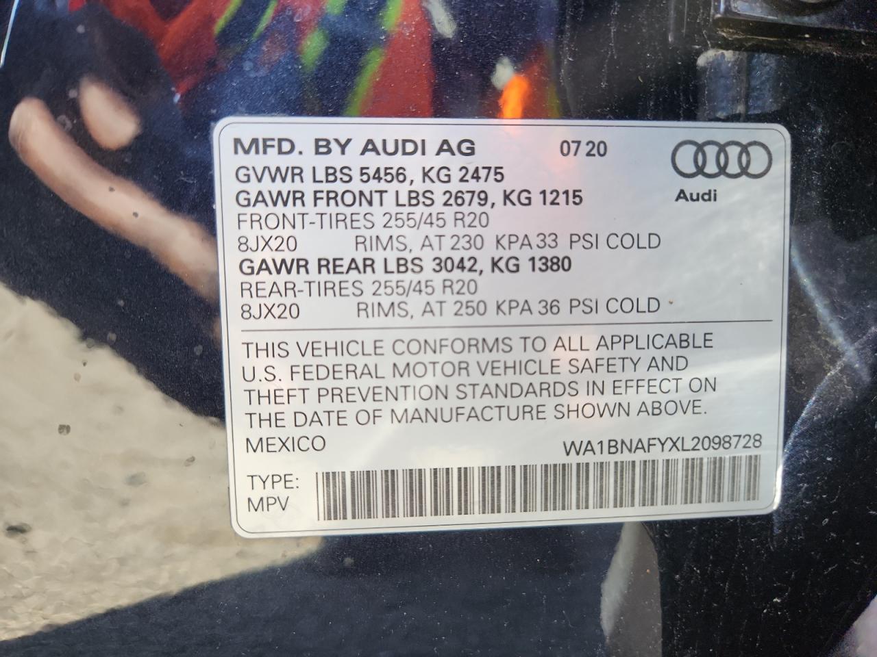 2020 Audi Q5 Premium Plus VIN: WA1BNAFYXL2098728 Lot: 62471565