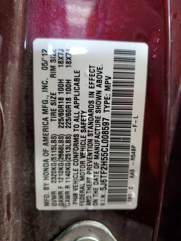 2012 Honda Crosstour Exl VIN: 5J6TF2H55CL008597 Lot: 60724935