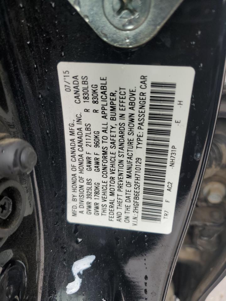 2015 Honda Civic Si VIN: 2HGFB6E52FH710129 Lot: 61433955