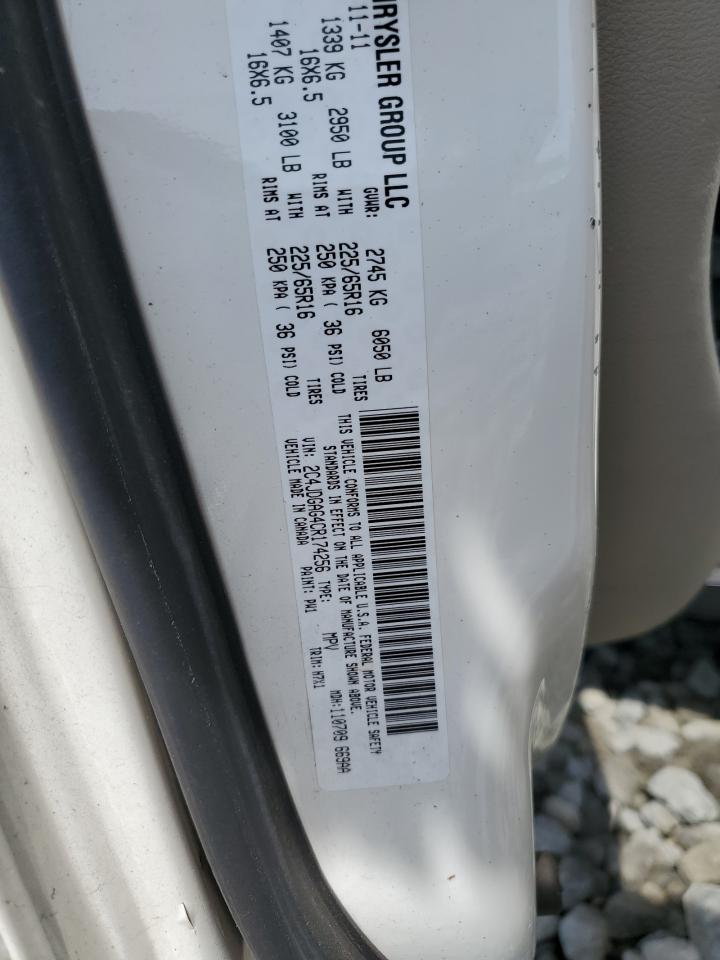 2012 Dodge Ram Van VIN: 2C4JDGAG4CR174256 Lot: 61872485