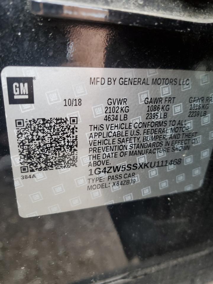 2019 Buick Lacrosse Sport Touring VIN: 1G4ZW5SSXKU111468 Lot: 60438205