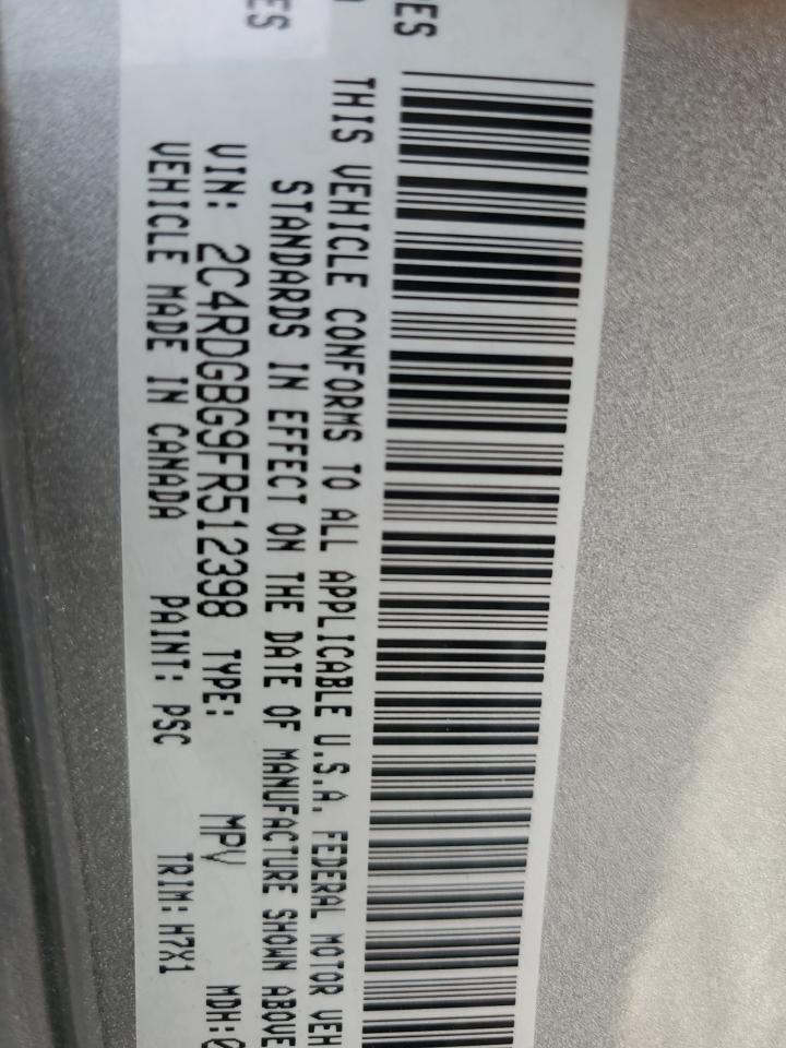 2015 Dodge Grand Caravan Se VIN: 2C4RDGBG9FR512398 Lot: 63162245