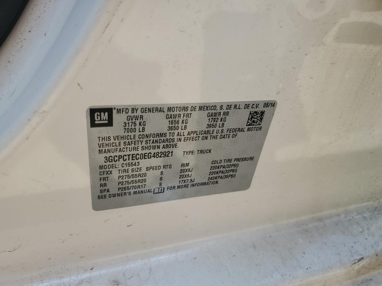 2014 Chevrolet Silverado C1500 High Country VIN: 3GCPCTEC0EG482921 Lot: 62108645