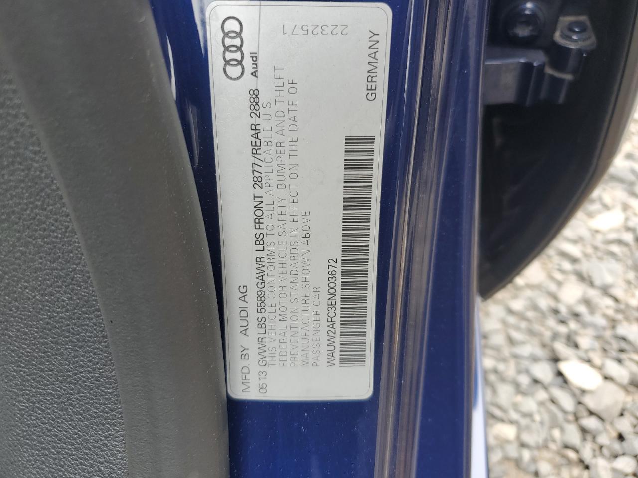 2014 Audi S7 Premium VIN: WAUW2AFC3EN003672 Lot: 62079905