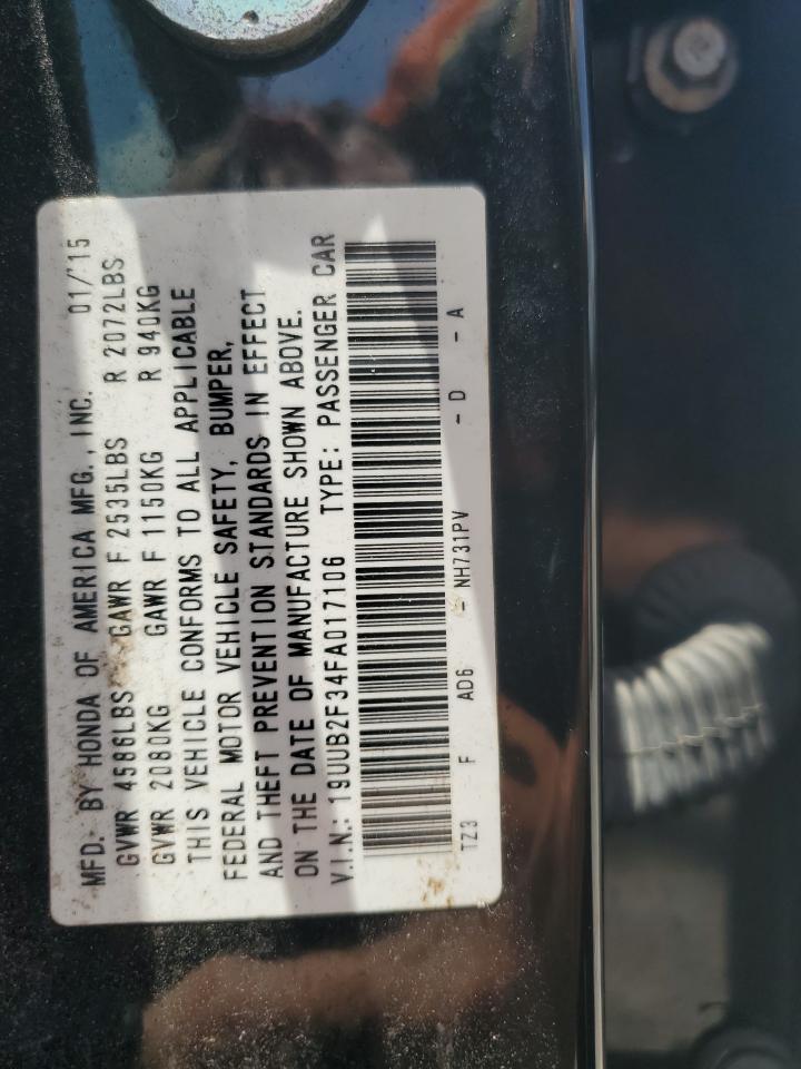 2015 Acura Tlx VIN: 19UUB2F34FA017106 Lot: 62543865