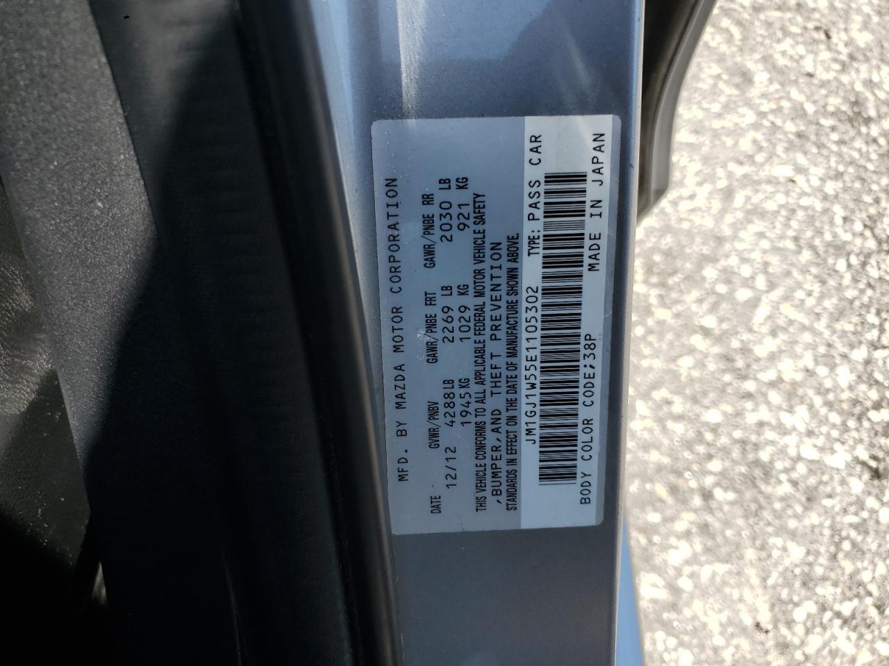 2014 Mazda 6 Grand Touring VIN: JM1GJ1W55E1105302 Lot: 62037485