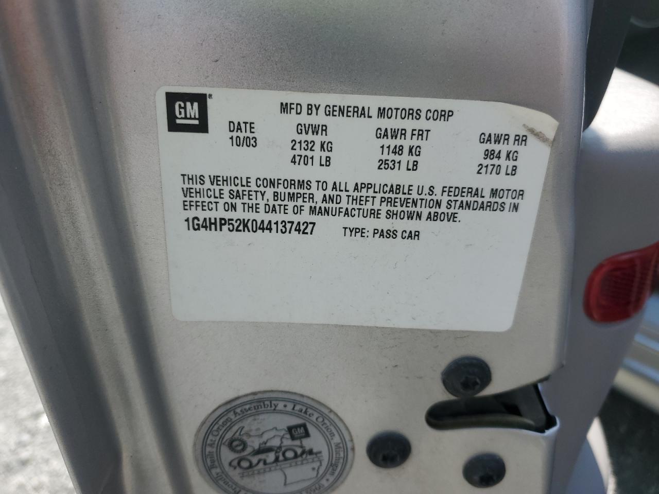 2004 Buick Lesabre Custom VIN: 1G4HP52K044137427 Lot: 62303525