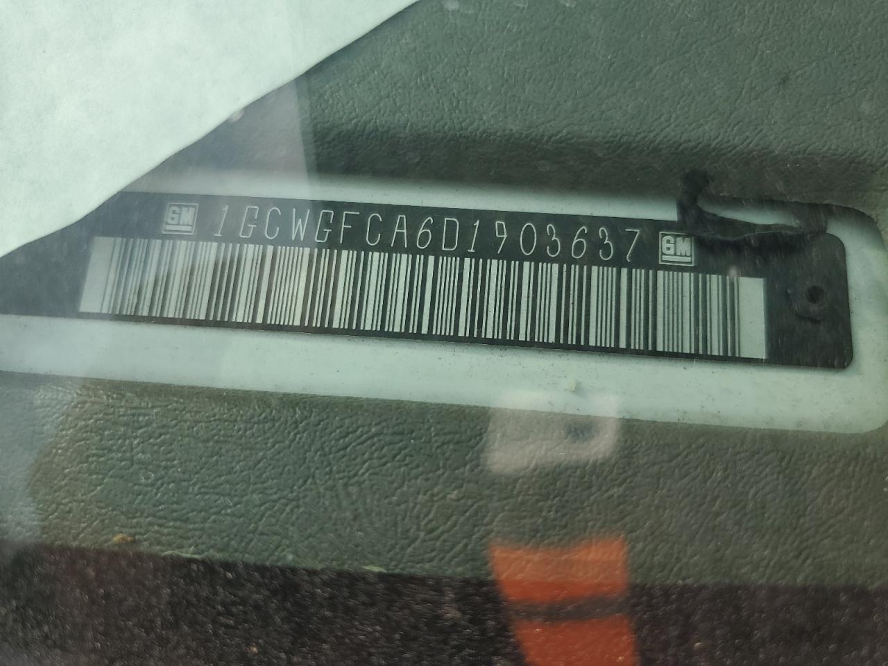 2013 Chevrolet Express G2500 VIN: 1GCWGFCA6D1903637 Lot: 59618355