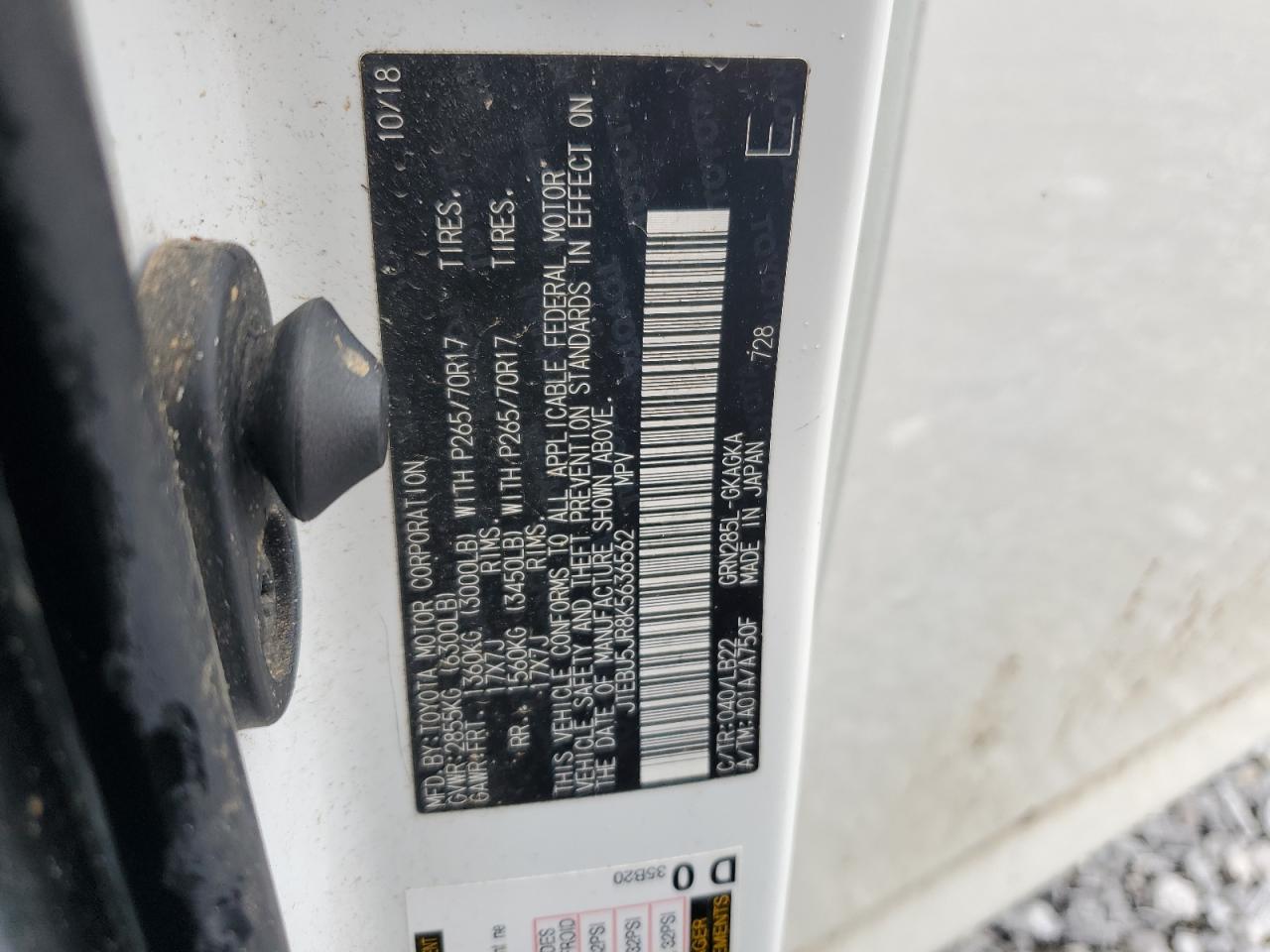 TOYOTA 4RUNNER 2019 VIN JTEBU5JR8K5636562 photo 13