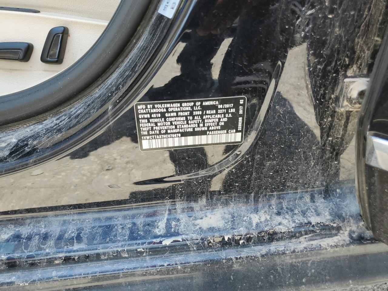 2017 Volkswagen Passat Sel Premium VIN: 1VWCT7A37HC079678 Lot: 59330815