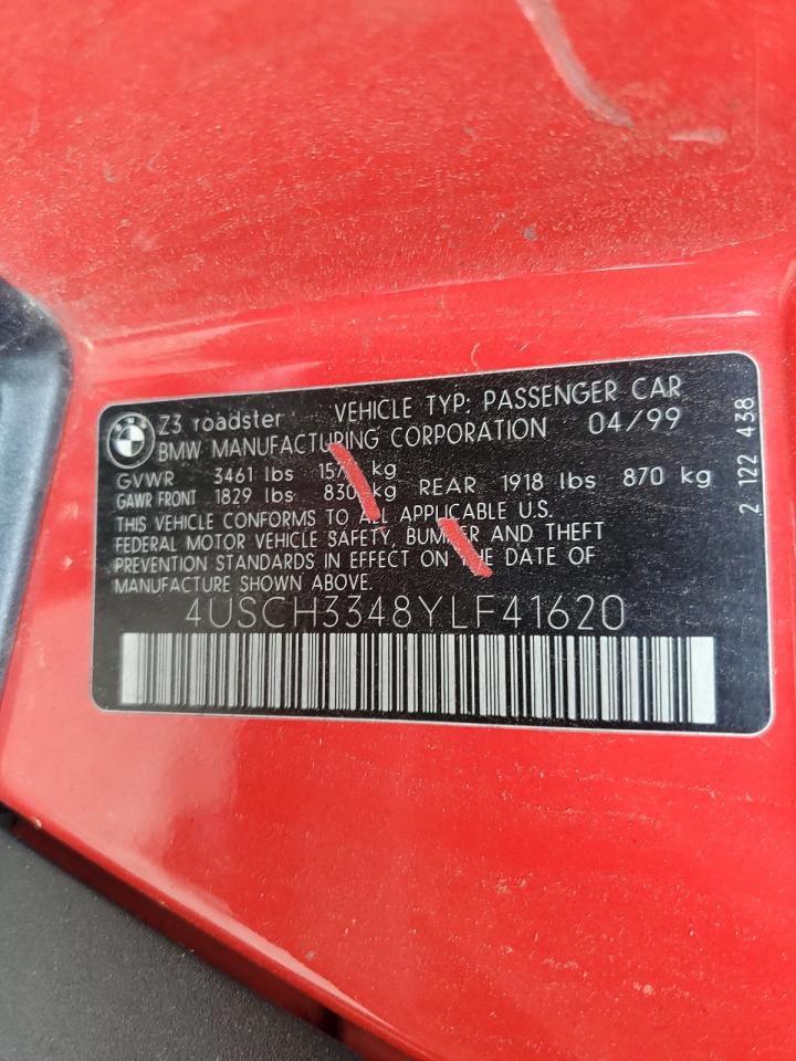 BMW Z3 2000 VIN 4USCH3348YLF41620 zdjęcie 12