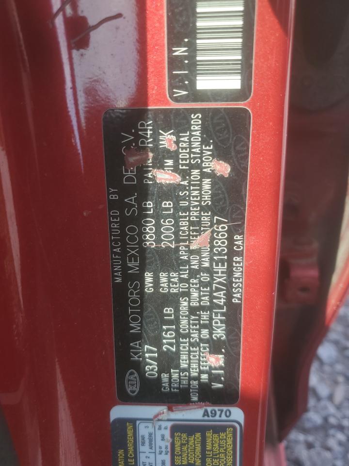 2017 Kia Forte Lx VIN: 3KPFL4A7XHE138667 Lot: 62923605