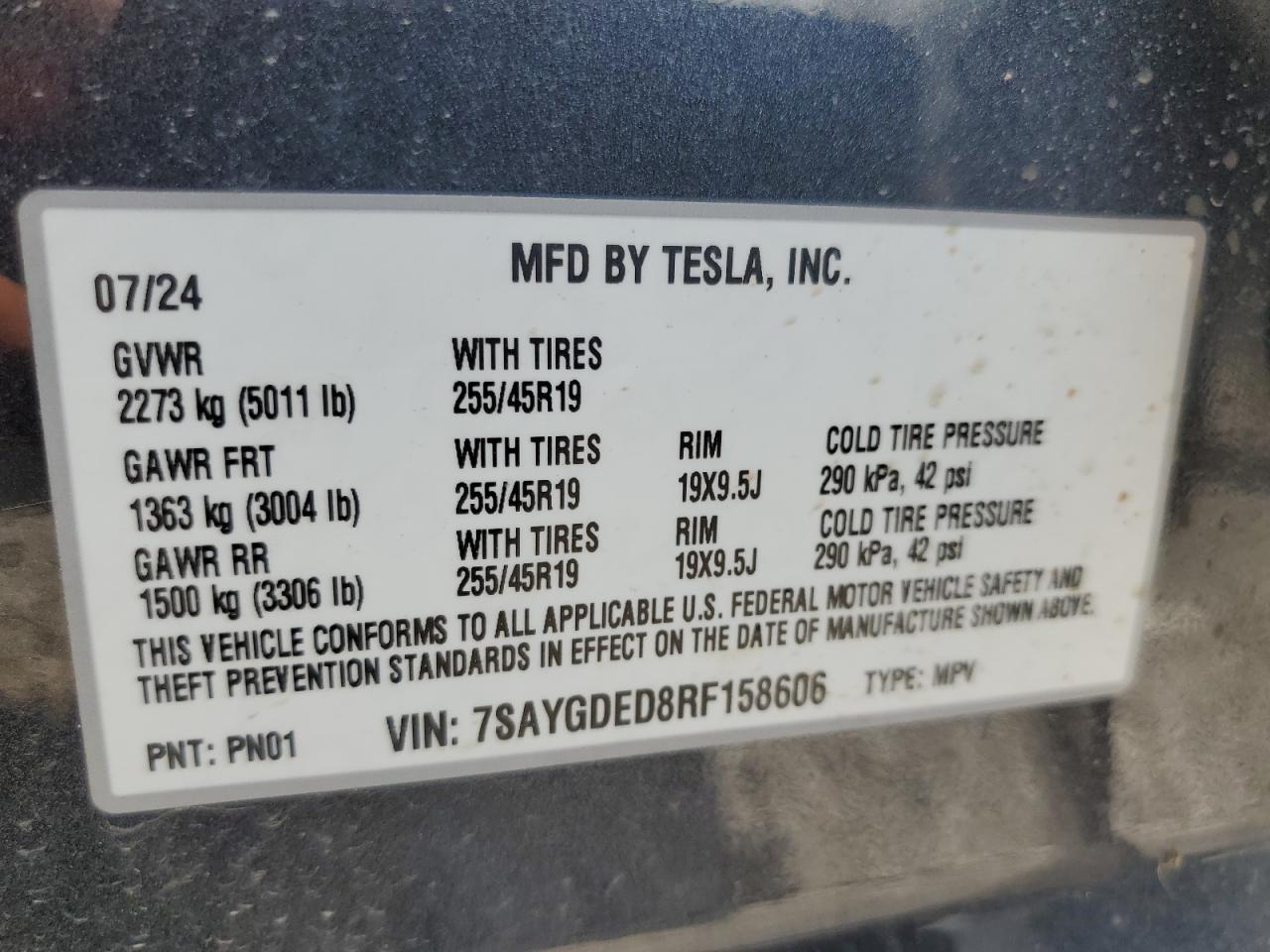 TESLA MODEL Y 2024 VIN 7SAYGDED8RF158606 фото 13