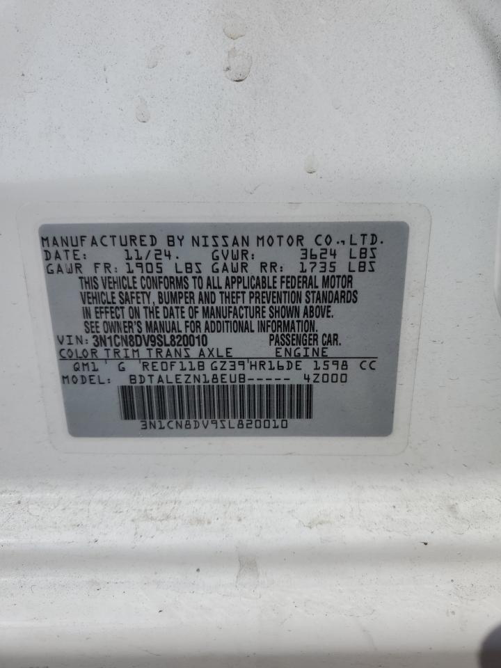 2025 Nissan Versa S VIN: 3N1CN8DV9SL820010 Lot: 62690075