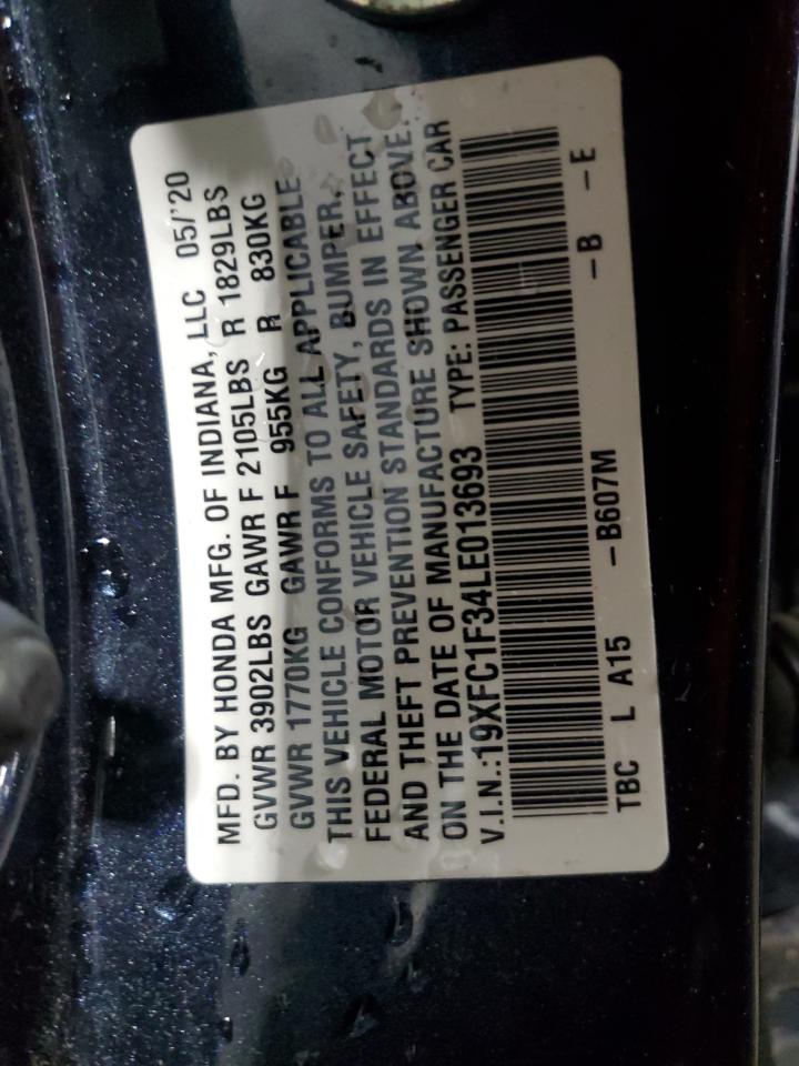 2020 Honda Civic Ex VIN: 19XFC1F34LE013693 Lot: 61256495