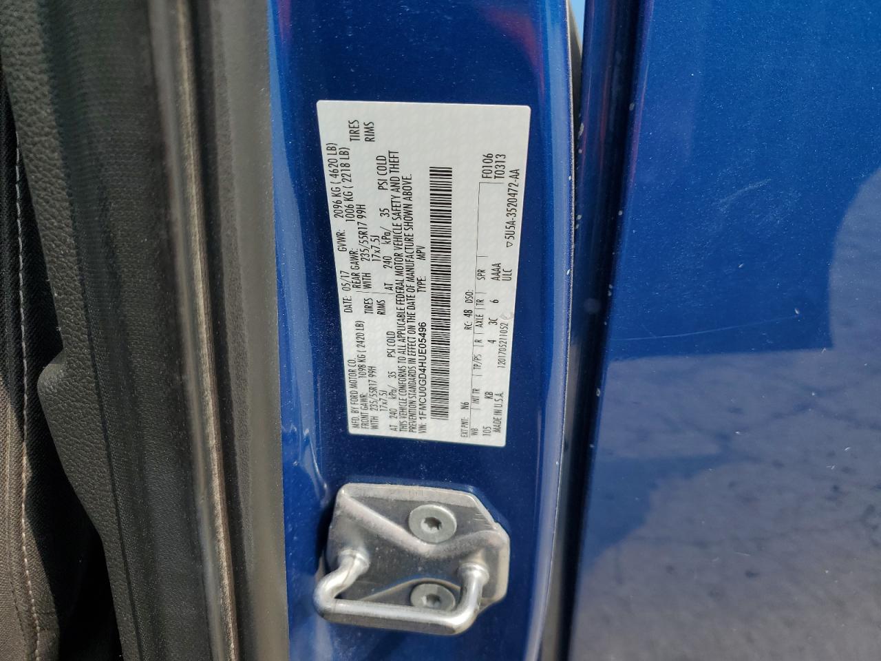 2017 Ford Escape Se VIN: 1FMCU0GD4HUE05496 Lot: 60240605