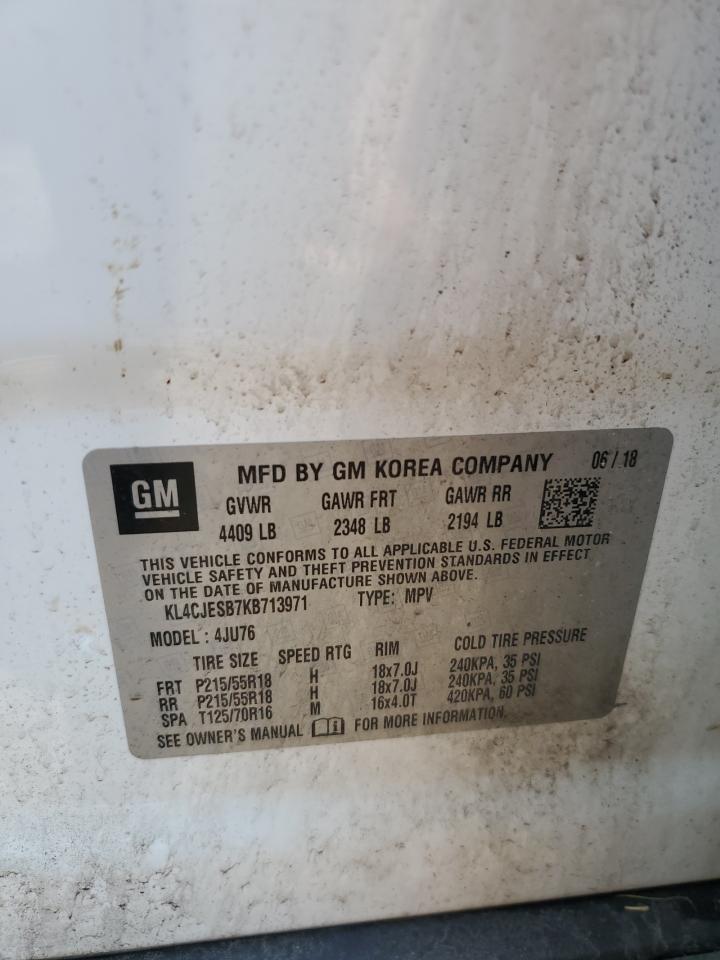 2019 Buick Encore Preferred VIN: KL4CJESB7KB713971 Lot: 59567825