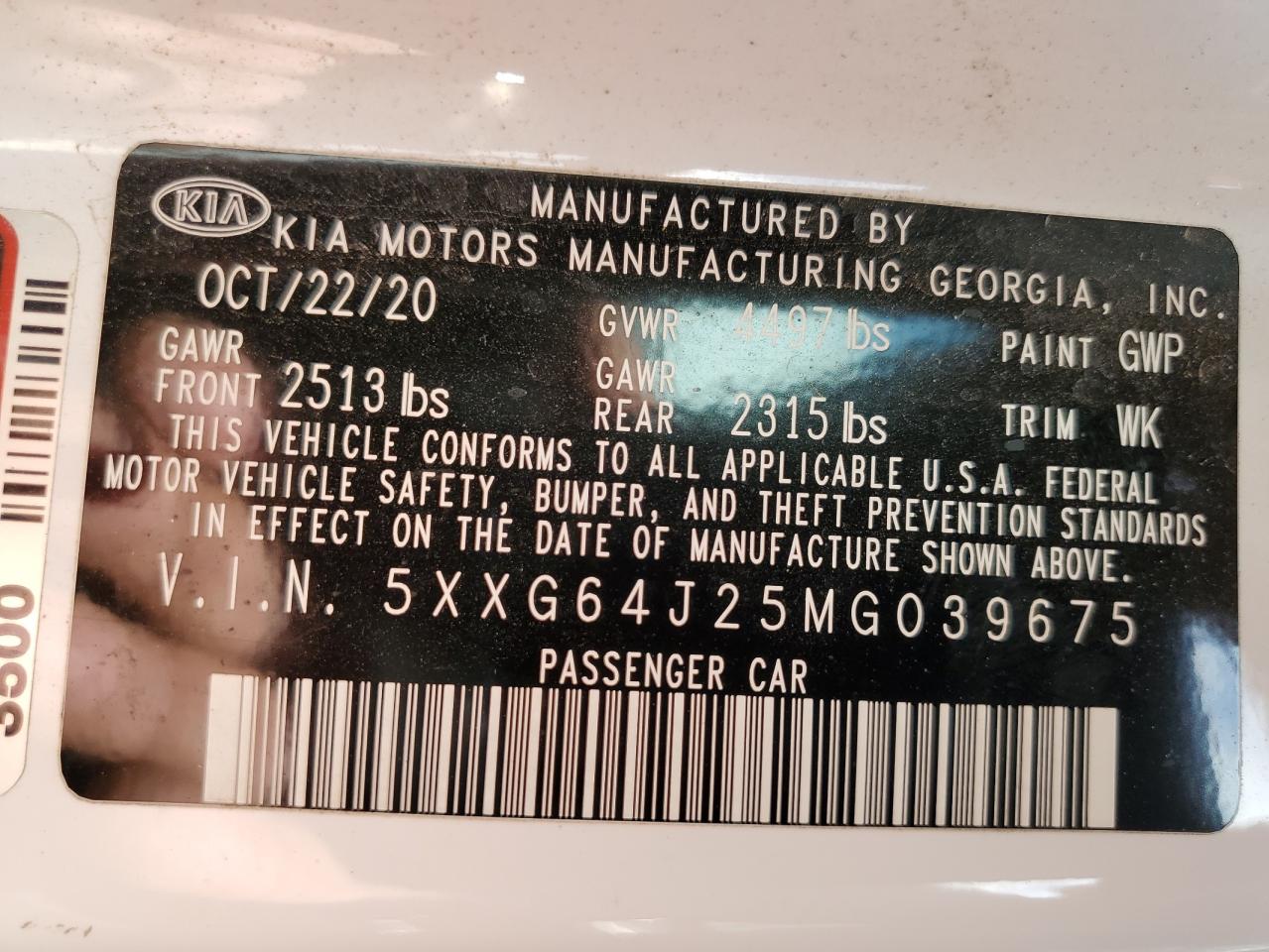 2021 Kia K5 Gt Line VIN: 5XXG64J25MG039675 Lot: 62527845