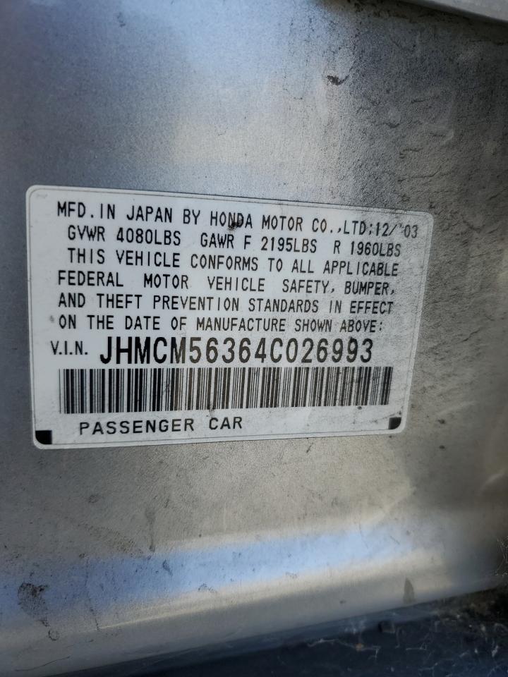 2004 Honda Accord Lx VIN: JHMCM56364C026993 Lot: 61365205
