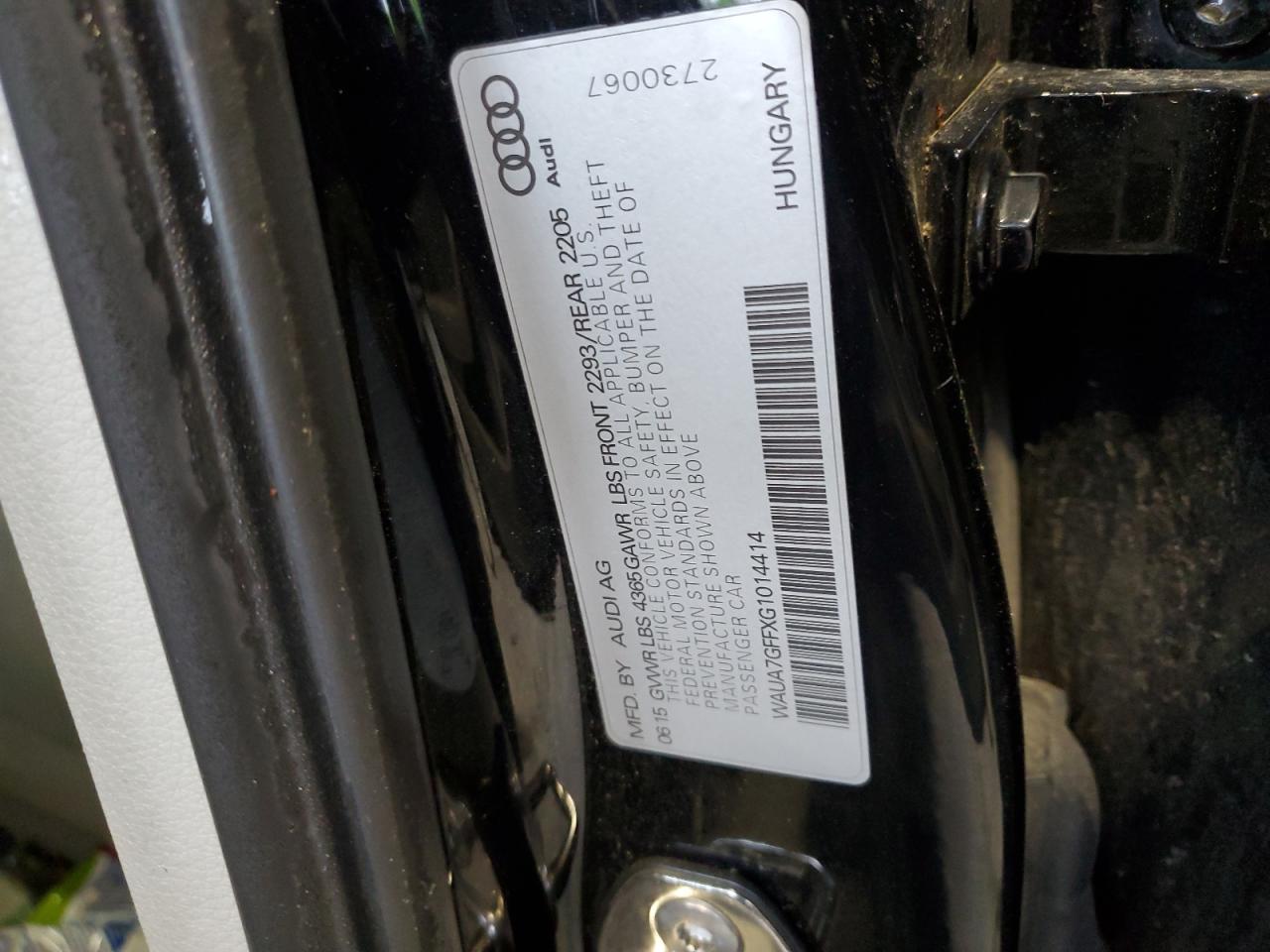 2016 Audi A3 Premium VIN: WAUA7GFFXG1014414 Lot: 59796205