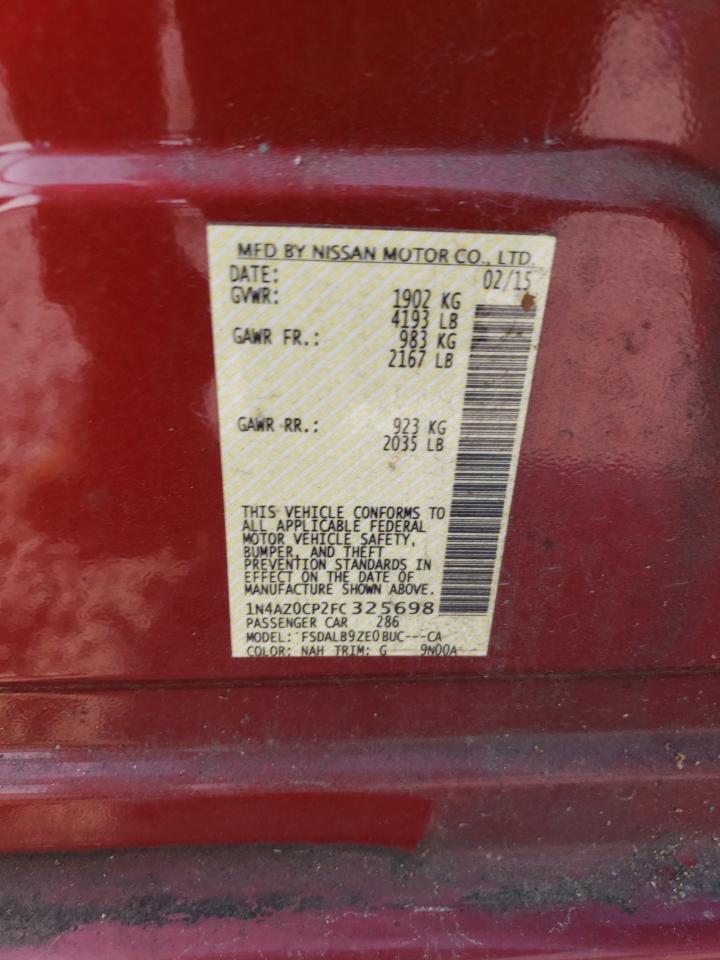 2015 Nissan Leaf S VIN: 1N4AZ0CP2FC325698 Lot: 59371875