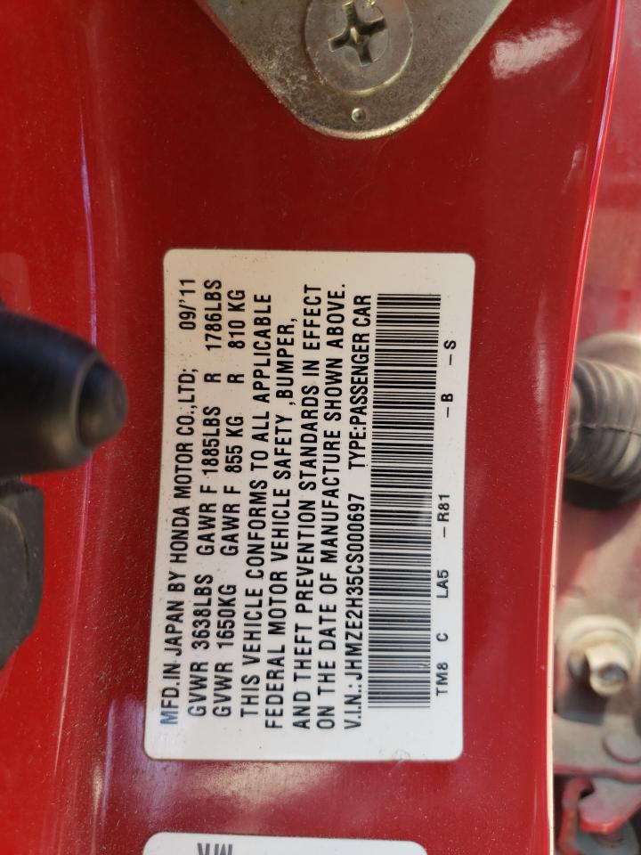 2012 Honda Insight VIN: JHMZE2H35CS000697 Lot: 62175455