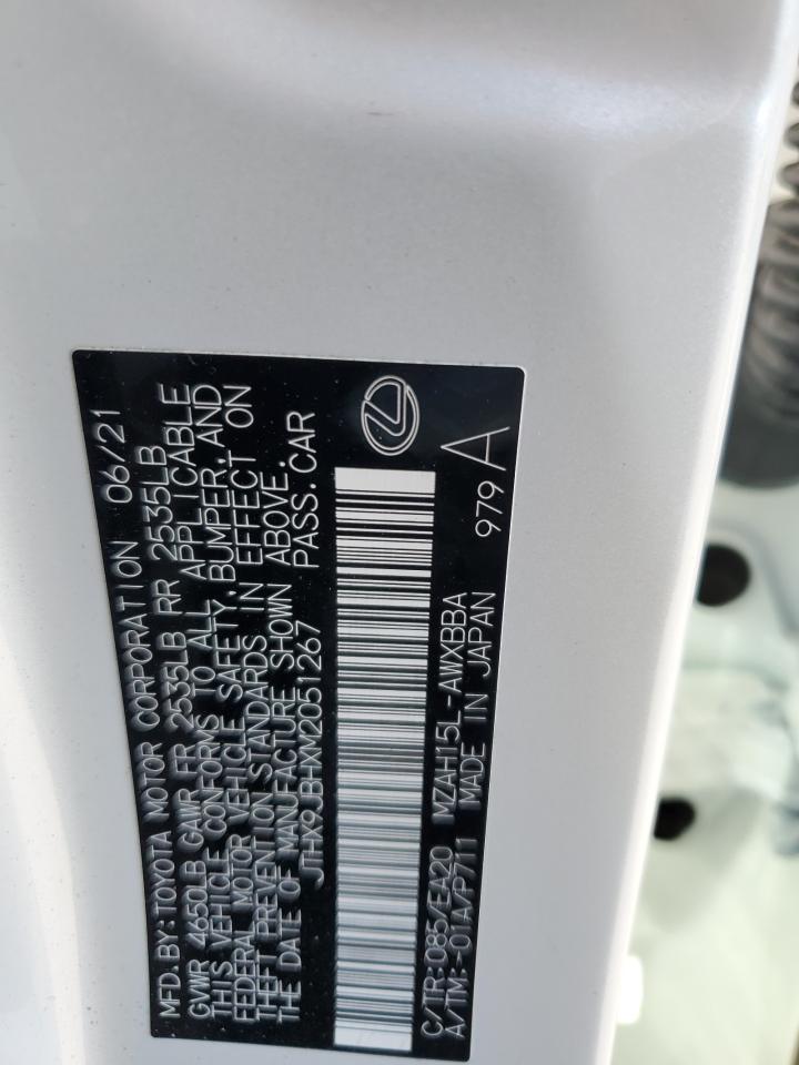 2021 Lexus Ux 250H VIN: JTHX9JBHXM2051267 Lot: 60562305
