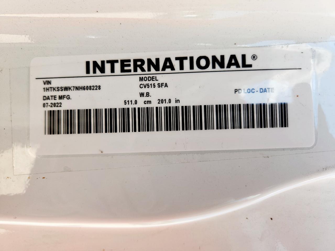 2022 International Cv515 VIN: 1HTKSSWK7NH608228 Lot: 82135845