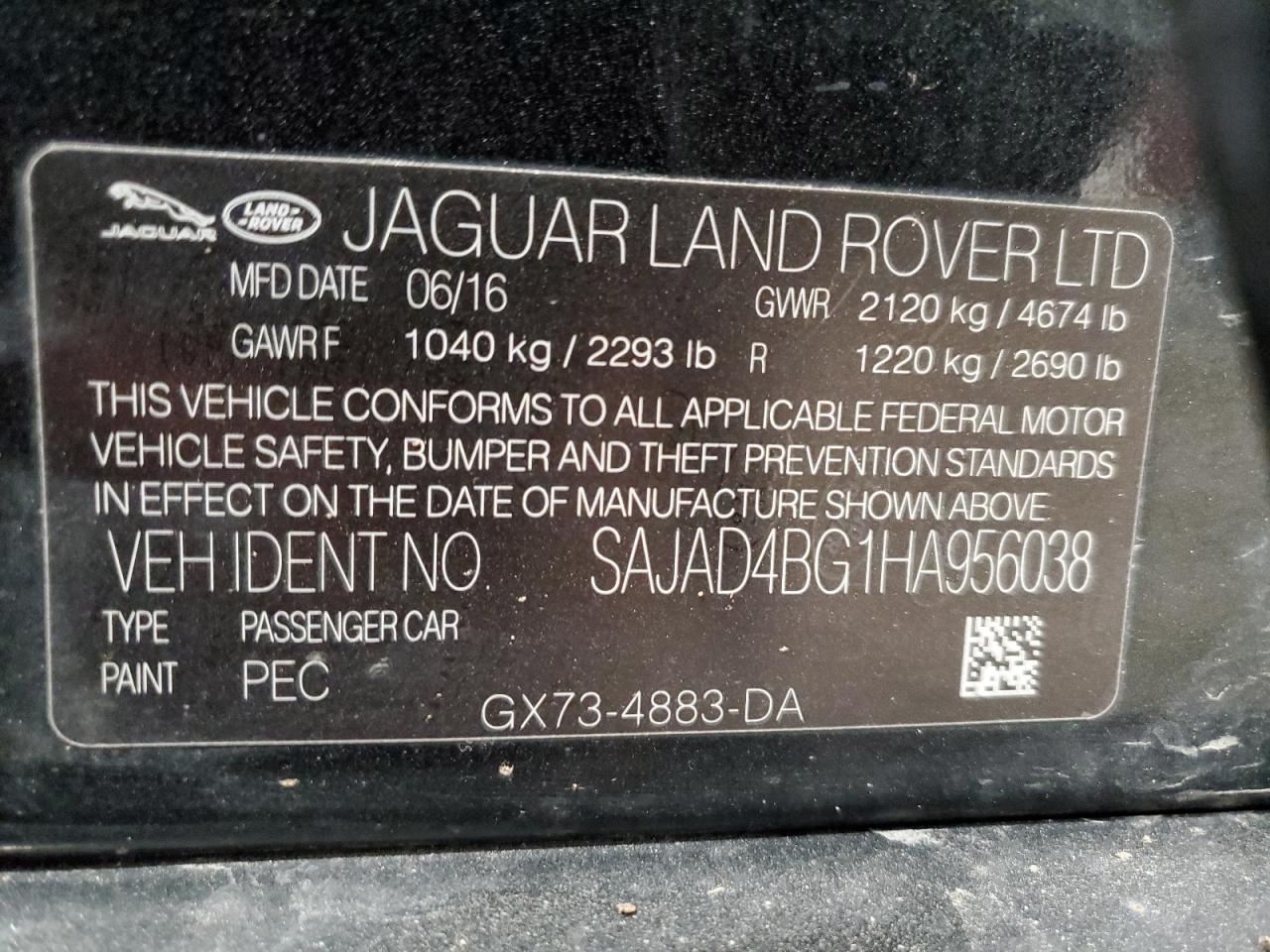 2017 Jaguar Xe Premium VIN: SAJAD4BG1HA956038 Lot: 60719815