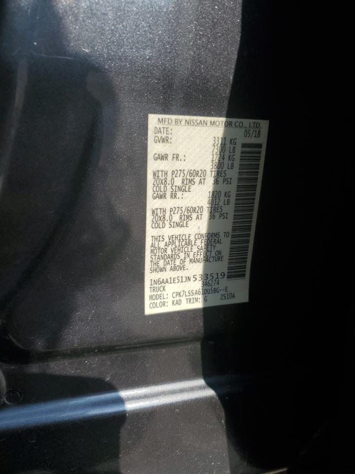 2018 Nissan Titan Sv VIN: 1N6AA1E51JN533519 Lot: 61732135