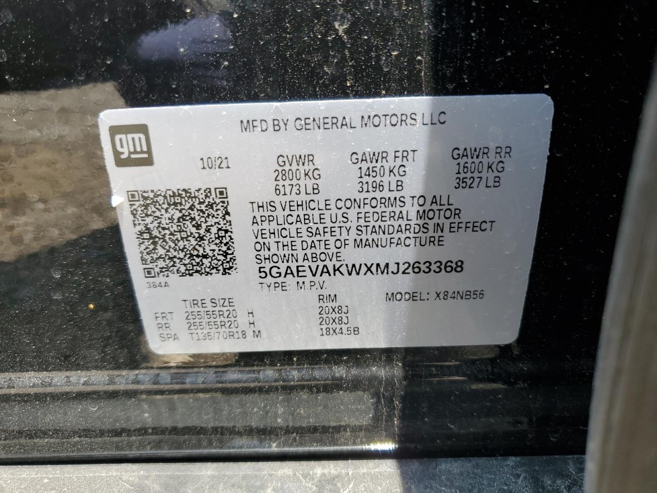 2021 Buick Enclave Essence VIN: 5GAEVAKWXMJ263368 Lot: 60411465