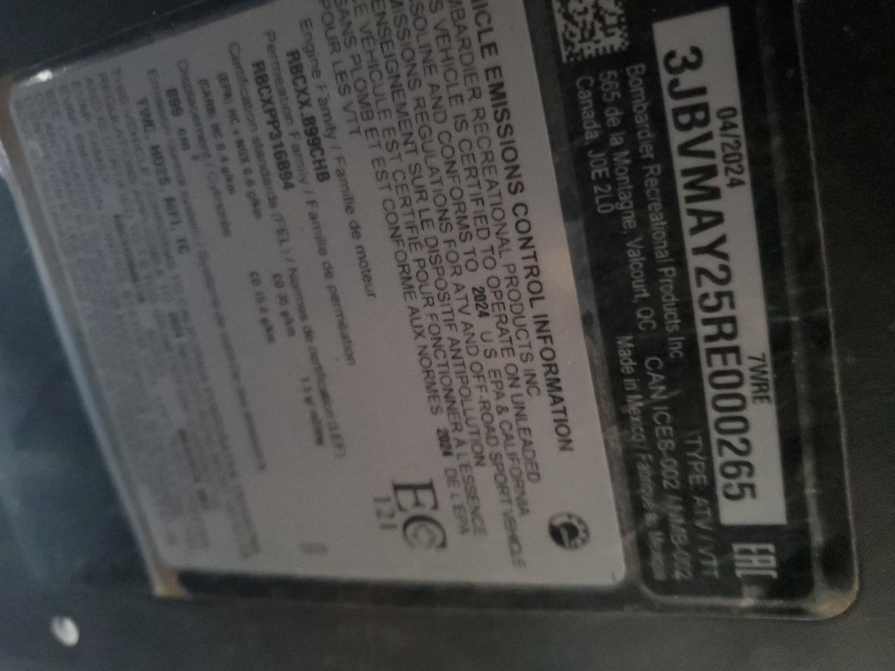 CAN-AM SIDEBYSIDE 2024 VIN 3JBVMAY25RE000265 zdjęcie 10