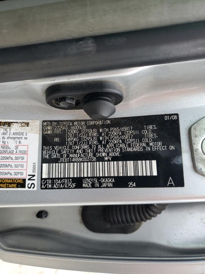 2008 Toyota 4Runner Sr5 VIN: JTEBT14R88K003738 Lot: 60293415