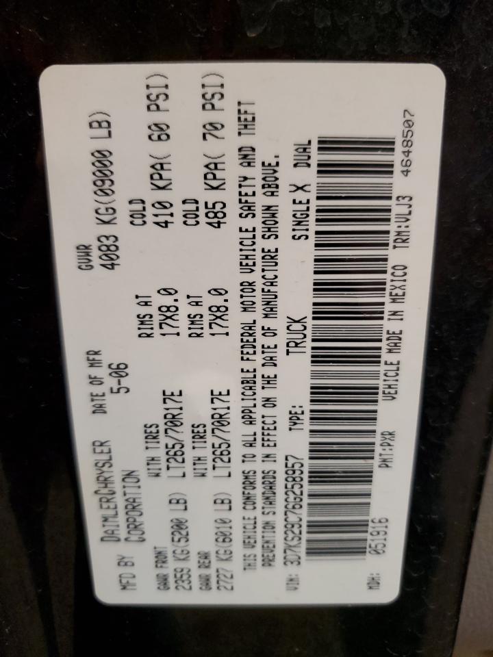 2006 Dodge Ram 2500 VIN: 3D7KS29C76G258957 Lot: 57775535