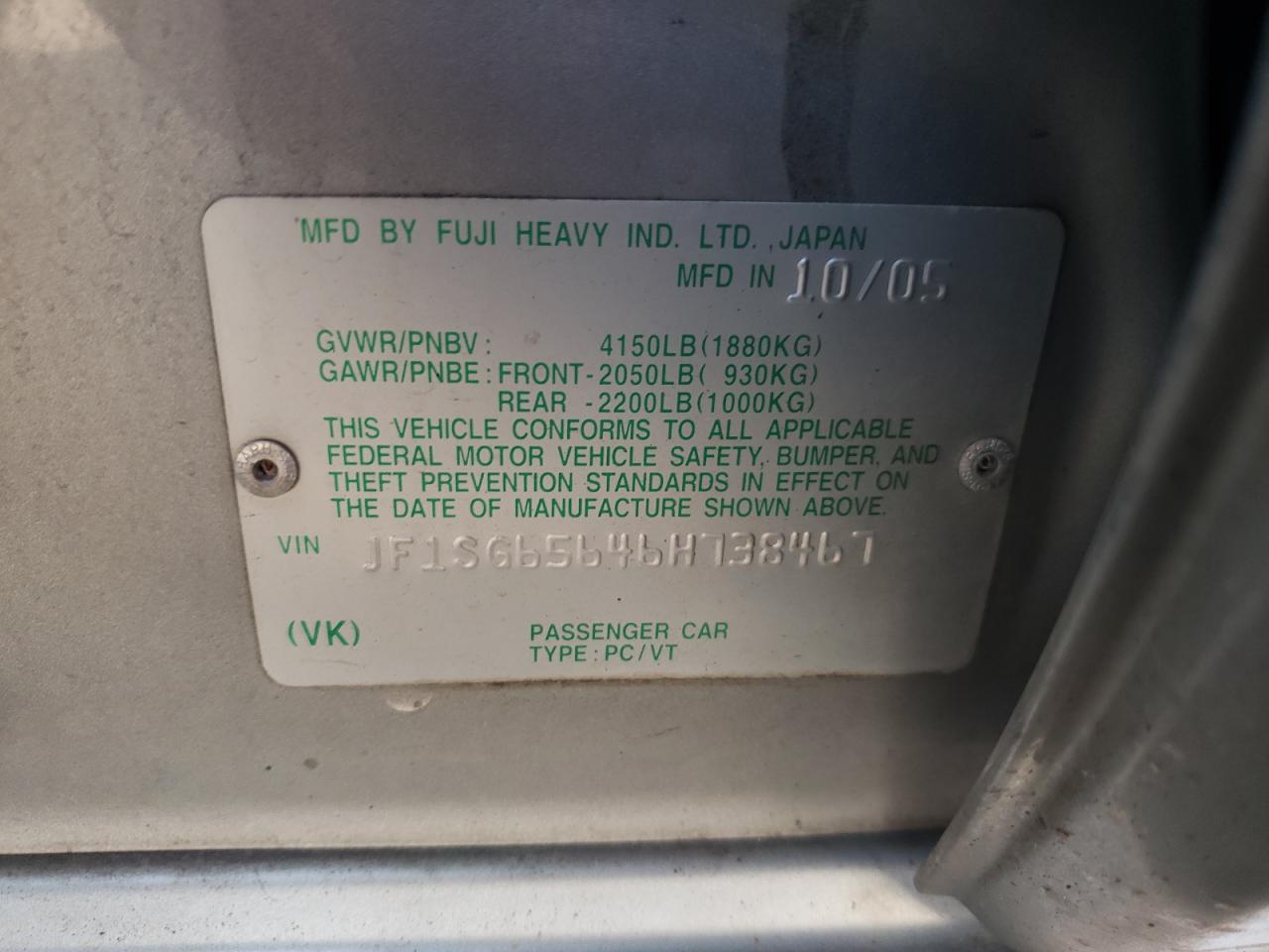 2006 Subaru Forester 2.5X Premium VIN: JF1SG65646H738467 Lot: 62093995