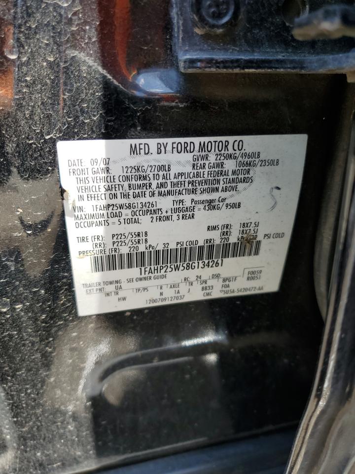 2008 Ford Taurus Limited VIN: 1FAHP25W58G134261 Lot: 61074795