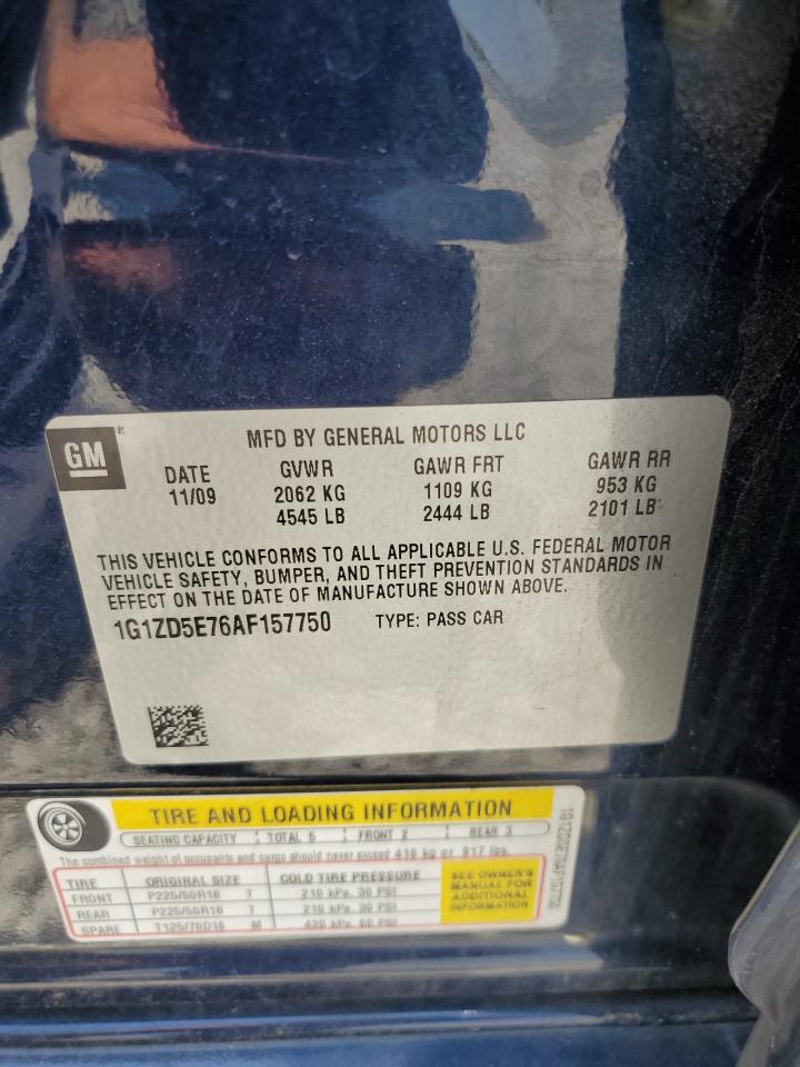 2010 Chevrolet Malibu 2Lt VIN: 1G1ZD5E76AF157750 Lot: 61180825