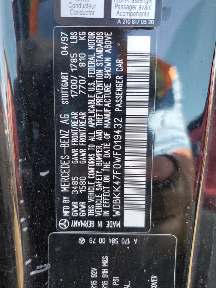 1998 Mercedes-Benz Slk 230 Kompressor VIN: WDBKK47F0WF019432 Lot: 60892305