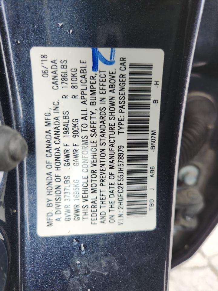 2018 Honda Civic Lx VIN: 2HGFC2F55JH578979 Lot: 61566795