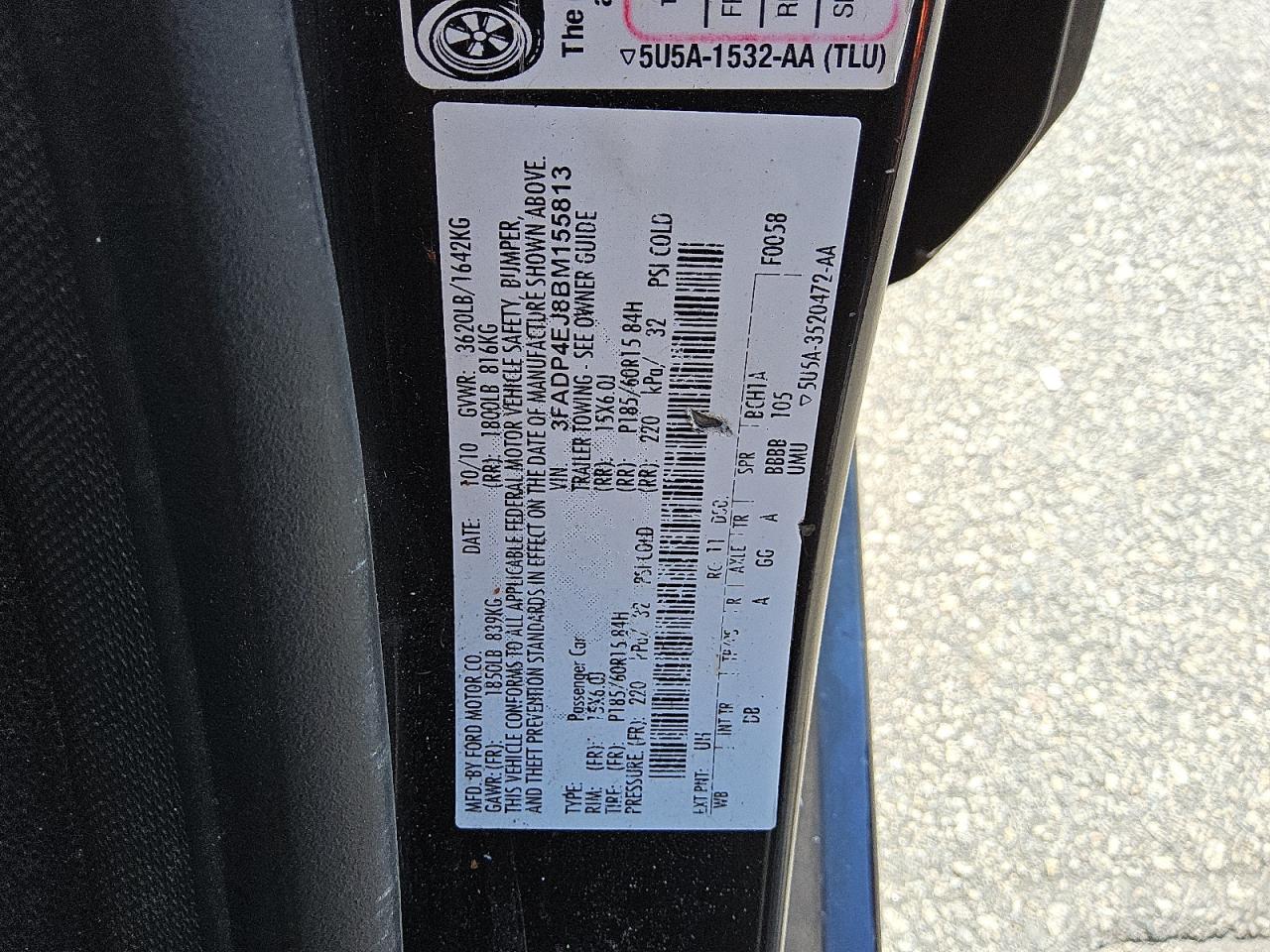 2011 Ford Fiesta Se VIN: 3FADP4EJ8BM155813 Lot: 62013175